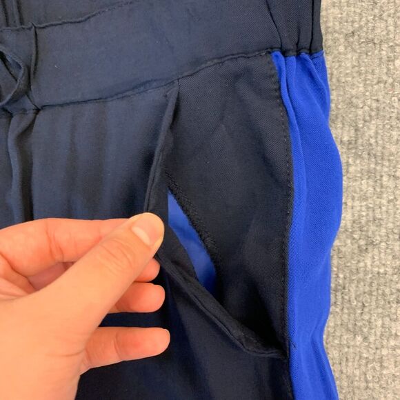 Old Navy Pixie Pants Womens L Large Navy Blue Tuxedo Stripe Ankle Crop Drawcord - Picture 8 of 16
